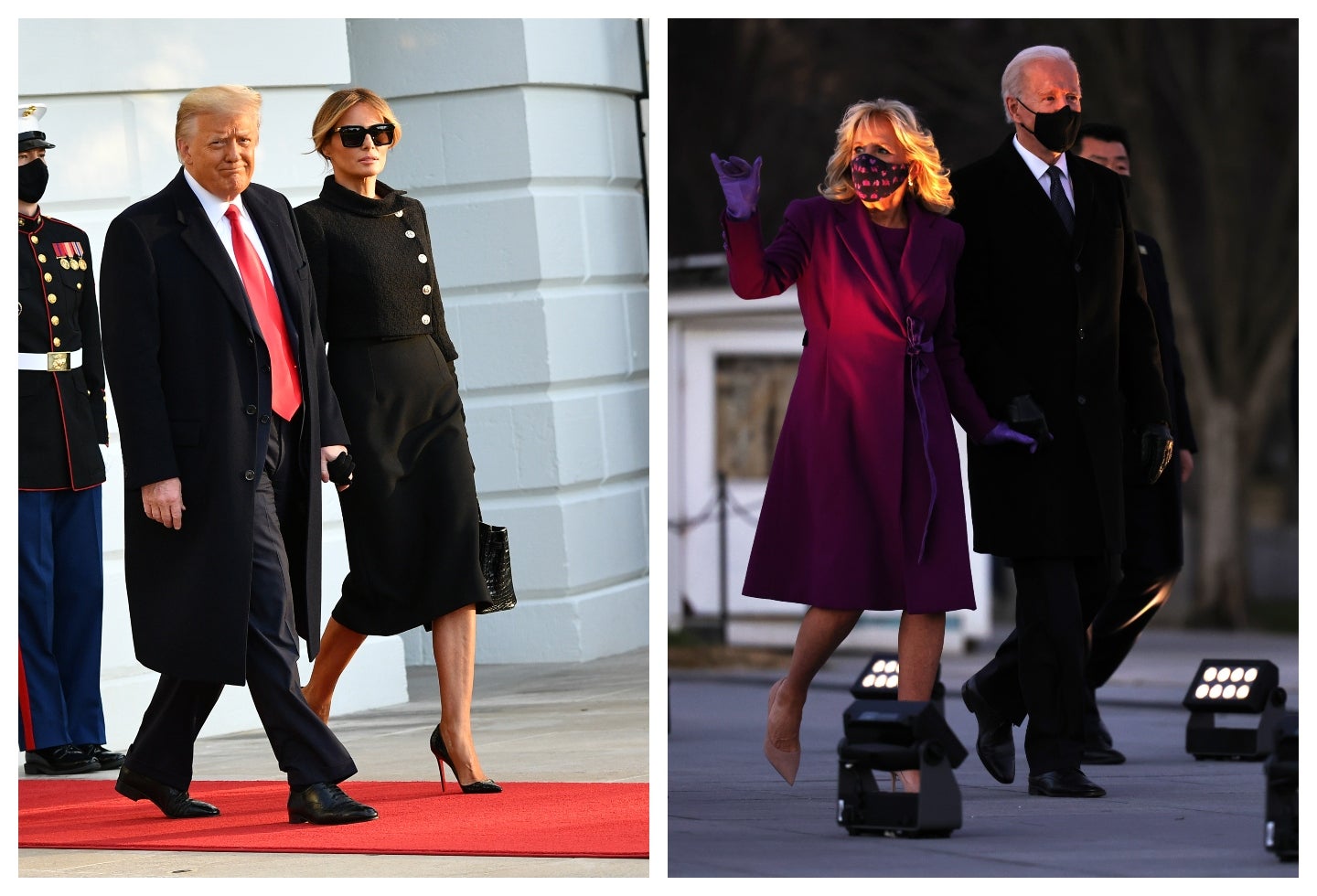 Donald Trump y Joe Biden con sus esposas