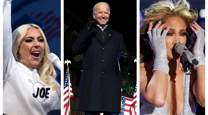 Lady Gaga, Joe Biden y Jennifer López