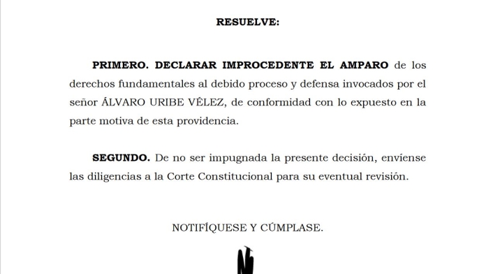 Rechazo de tutela a Álvaro Uribe Rechazo de tutela a Álvaro Uribe