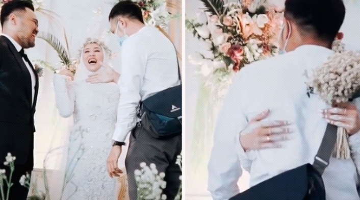 Abrazó a su exnovio en su matrimonio