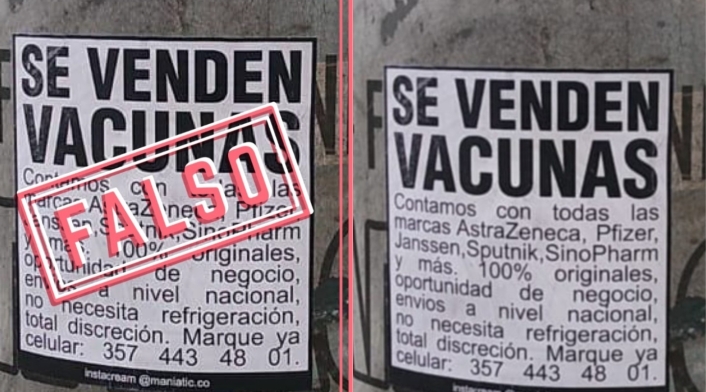 Cartel de 'Se venden vacunas' Cartel de 'Se venden vacunas'