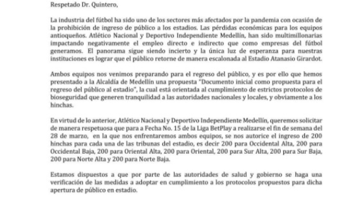 Comunicado Nacional y Medellín