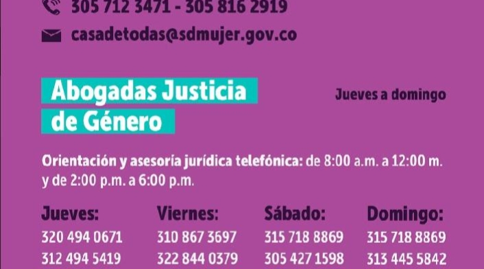 Lineas de atención a la mujer