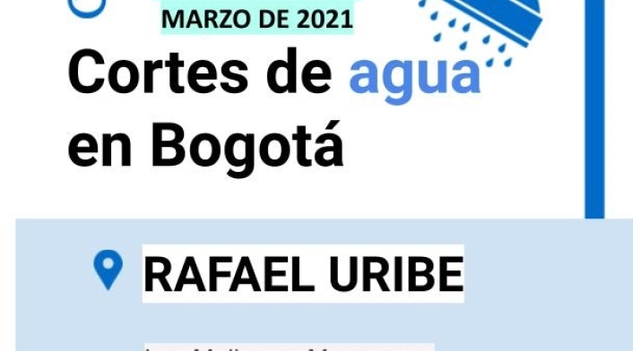 Cortes de agua en Bogotá para este miércoles 17 de marzo