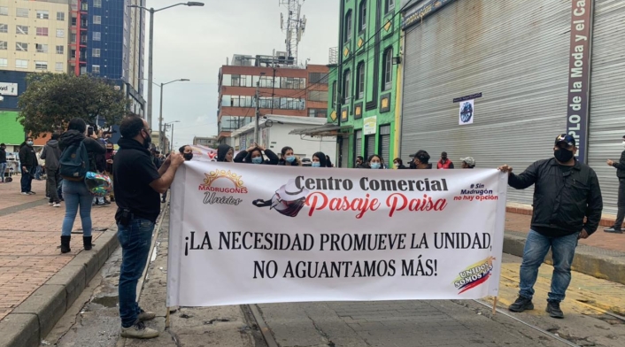 Protesta de comerciantes de San Victorino