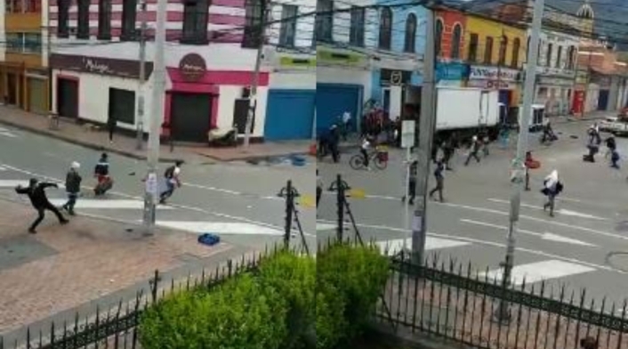 Pelea a machete, cuchillo y piedra en el centro de Bogotá