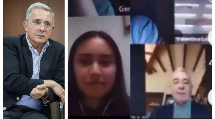 Estudiante Andrea Pulido y Álvaro Uribe