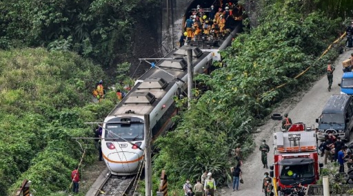 Tren descarrilado en Taiwan