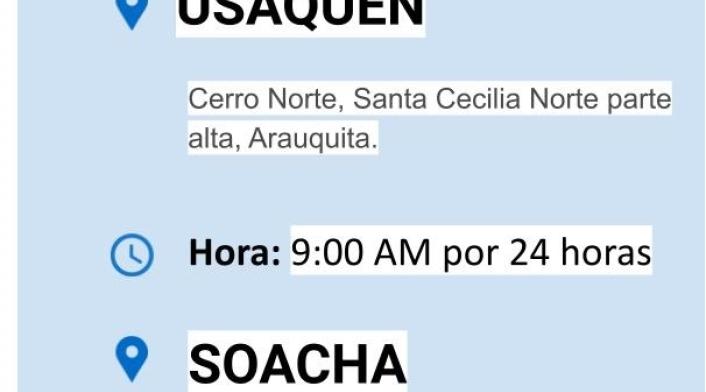 Cortes agua en Bogotá para el miércoles 21 de abril