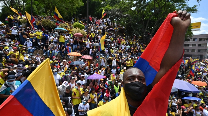 Protestas en Cali en medio del paro nacional.