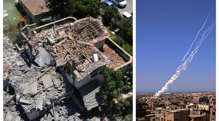 Ataque en la Franja de Gaza con cohetes lanzados desde Israel Ataque en la Franja de Gaza