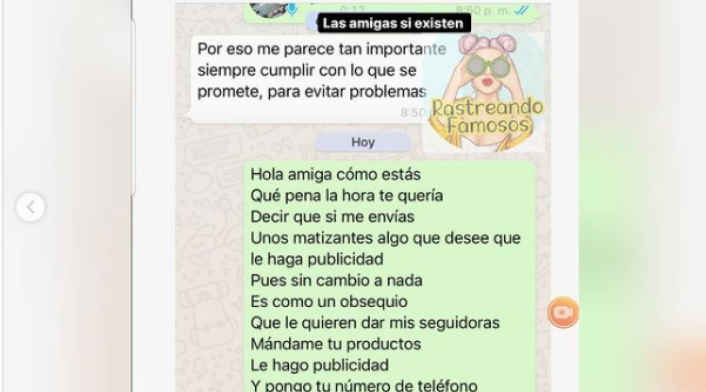 Captura de pantalla chat Epa Colombia y Manuela Gómez
