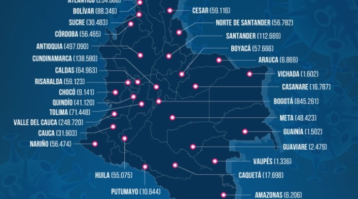 Casos de coronavirus en Colombia 12 de mayo de 2021