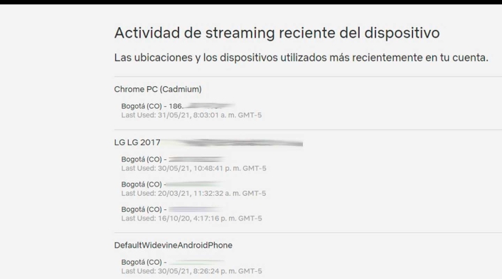 Dispositivos conectados en Netflix