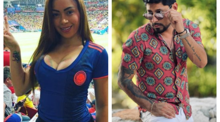 Epa Colombia con camiseta de la Selección y el cantante Lowe León