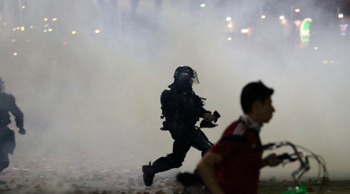 ENFRENTAMIENTOS ENTRE MANIFESTANTES Y POLICIA DEL ESMAD EN SOACHA