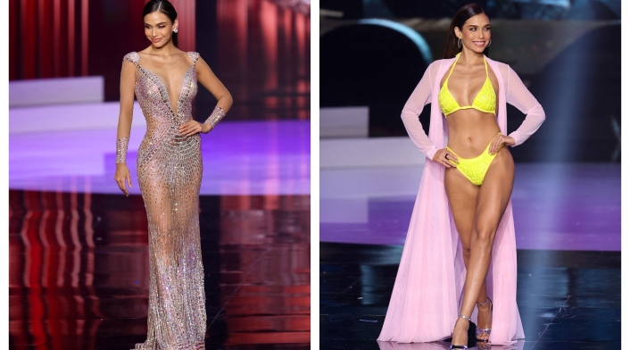 Janick Maceta, Miss Perú en su desfile en traje de baño y de gala en Miss Universo