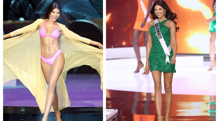 Laura Olascuaga en sus desfiles en Miss Universo