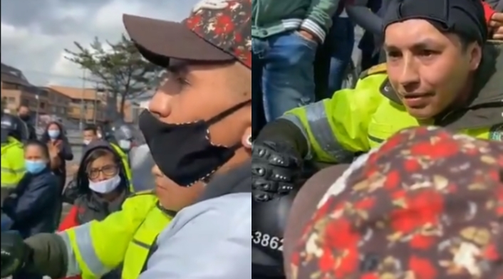 Policía se sentó con manifestantes a hablar para desbloquear las Américas Policía se sentó con manifestantes a hablar para desbloquear las Américas