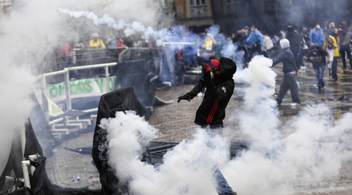 Disturbios en Bogotá durante Paro Nacional.