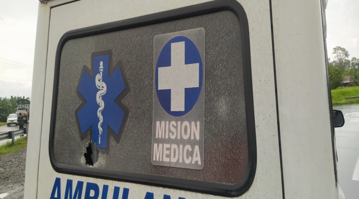Así quedó la ambulancia del hospital de Chigorodó, Antioquia.