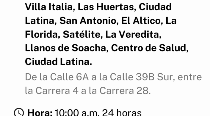 Cortes de agua en Bogotá jueves 15 de julio