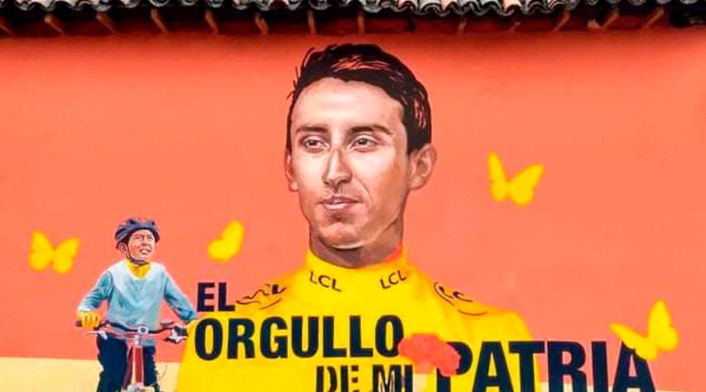 Julián Gómez, fan de Egan Bernal en mural dedicado al ciclista Julián Gómez, fan de Egan Bernal en mural dedicado al ciclista