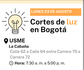 Cortes de luz, Bogotá-23 de agosto