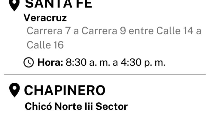 Cortes de luz, Bogotá-Sábado 21 de agosto