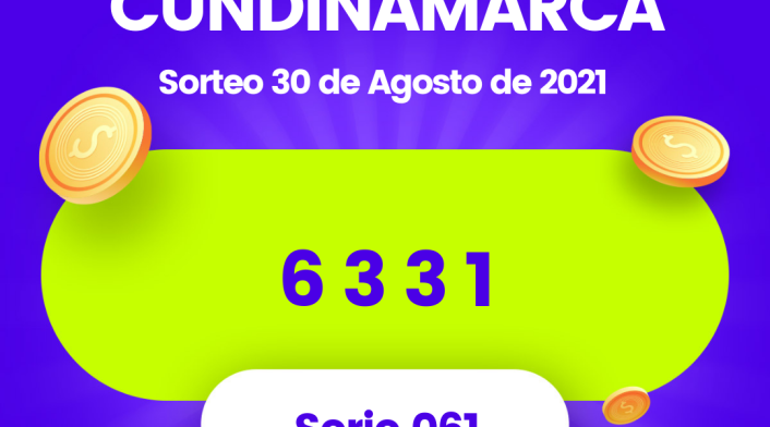 Lotería de Cundinamarca resultados lunes 30 de agosto