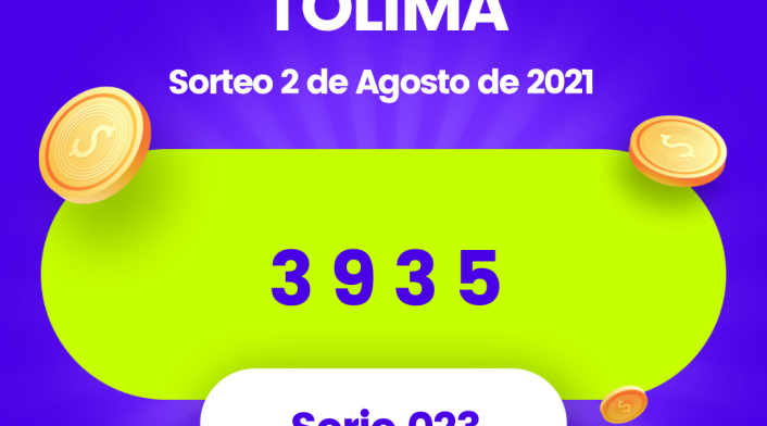 Lotería de Tolima resultados lunes 2 de agosto