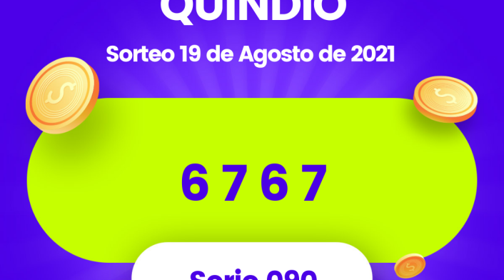 Lotería Quindío último sorteo 19 de agosto