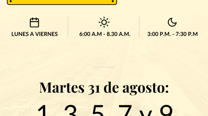 Pico y placa en Bogotá hoy 31 de agosto Pico y placa en Bogotá hoy 31 de agosto