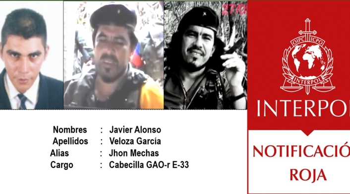 Circular roja a Javier Alonso Veloza García, conocido con el alias de 'Jhon Mechas'