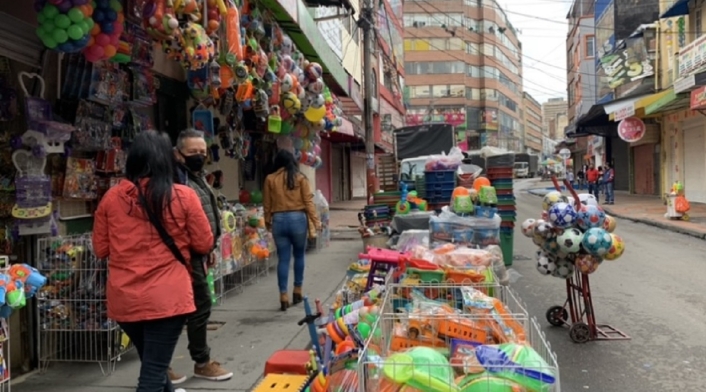 Sector comercial de San Victorino, en el centro de Bogotá