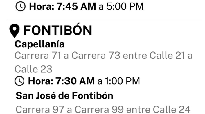 Cortes de luz 25 de septiembre