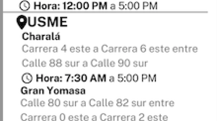 Cortes de luz en Bogotá 15 de septiembre