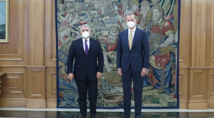 Rey Felipe VI de España y el presidente Iván Duque