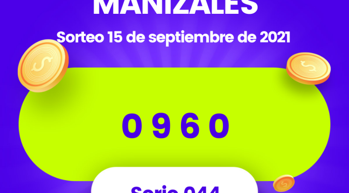 Lotería de Manizales resultados miércoles 15 de septiembre