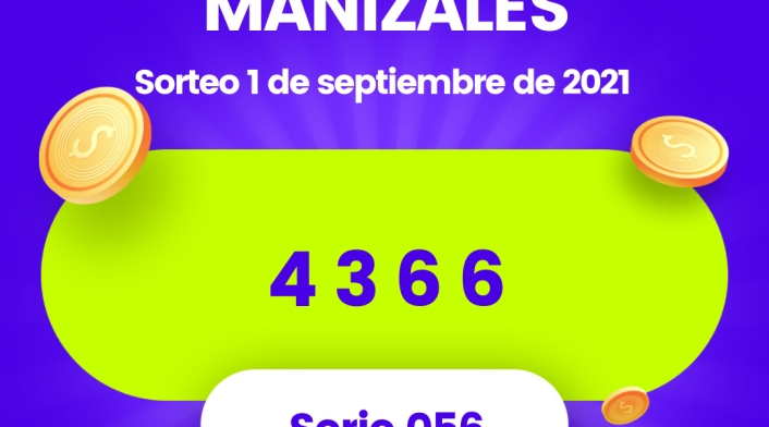 Lotería de Manizales resultados miércoles 1 de septiembre