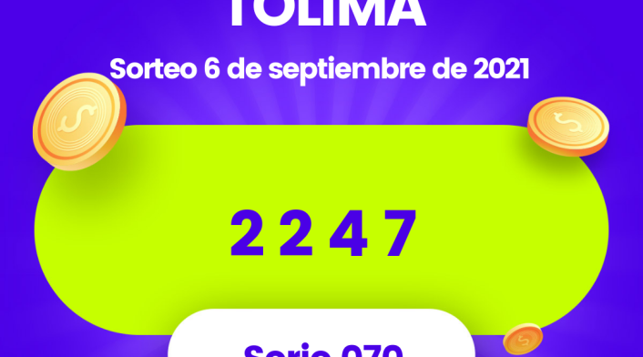 Lotería de Tolima resultados lunes 6 de septiembre