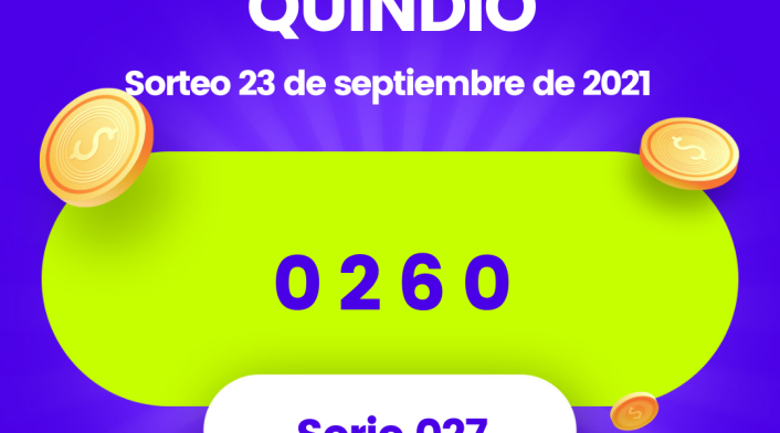 Lotería Quindío último sorteo 23 de septiembre Lotería Quindío último sorteo 23 de septiembre