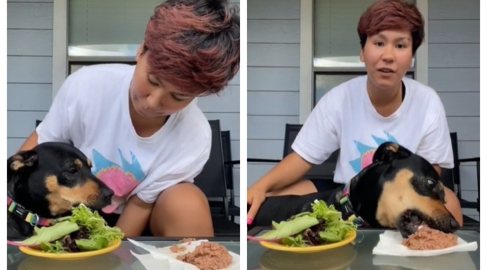 Mujer y perro en TikTok