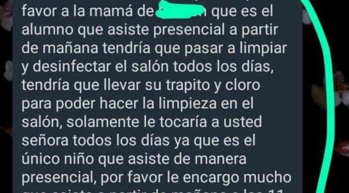 Profesora se burló en WhatsApp del único alumno que llegó a clase presencial Profesora se burló en WhatsApp del único alumno que llegó a clase presencial