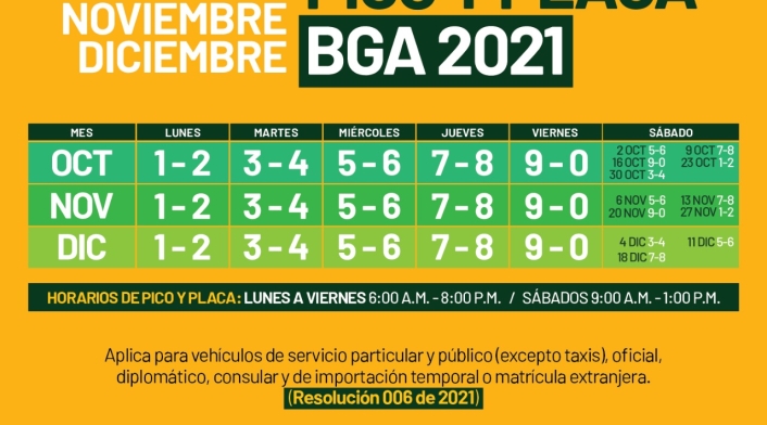 Pico y placa en Bucaramanga