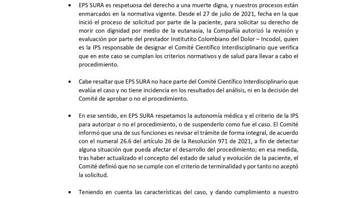 Comunicado EPS Sura.