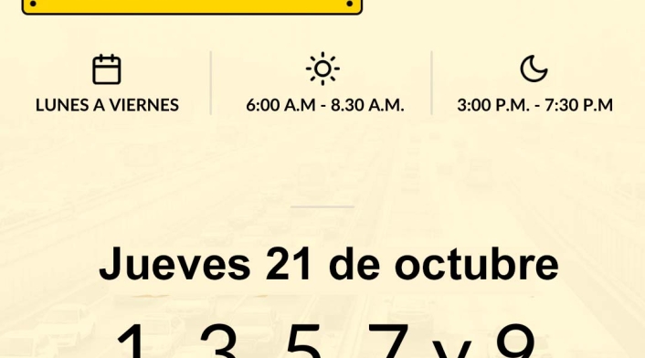 Pico y placa Bogotá - jueves 21 de octubre Pico y placa Bogotá - jueves 21 de octubre