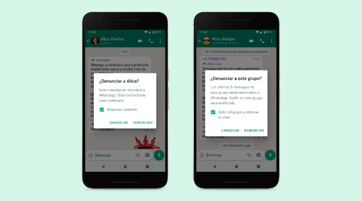 Reportar usuario de WhatsApp