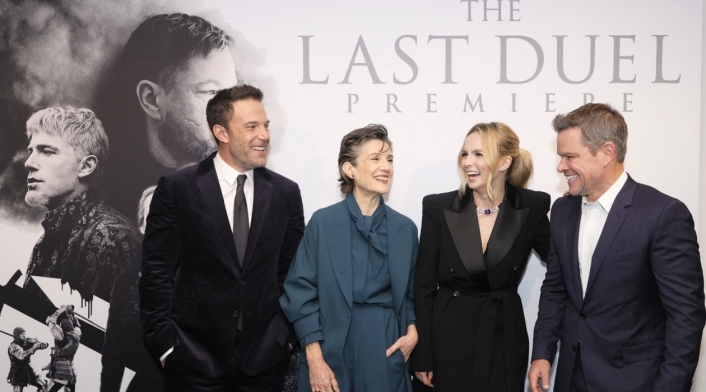 Ben Affleck, Harriet Walter, Jodie Comer y Matt Damon en estreno de The Last Duel Ben Affleck, Harriet Walter, Jodie Comer y Matt Damon en estreno de The Last Duel