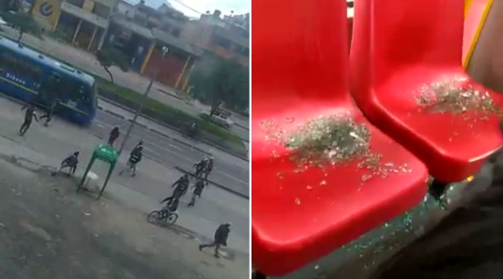 Transmilenio: vándalos atacan a piedra
